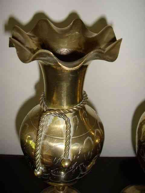 Antiques Atlas - POLISHED BRASS TURNED VASES